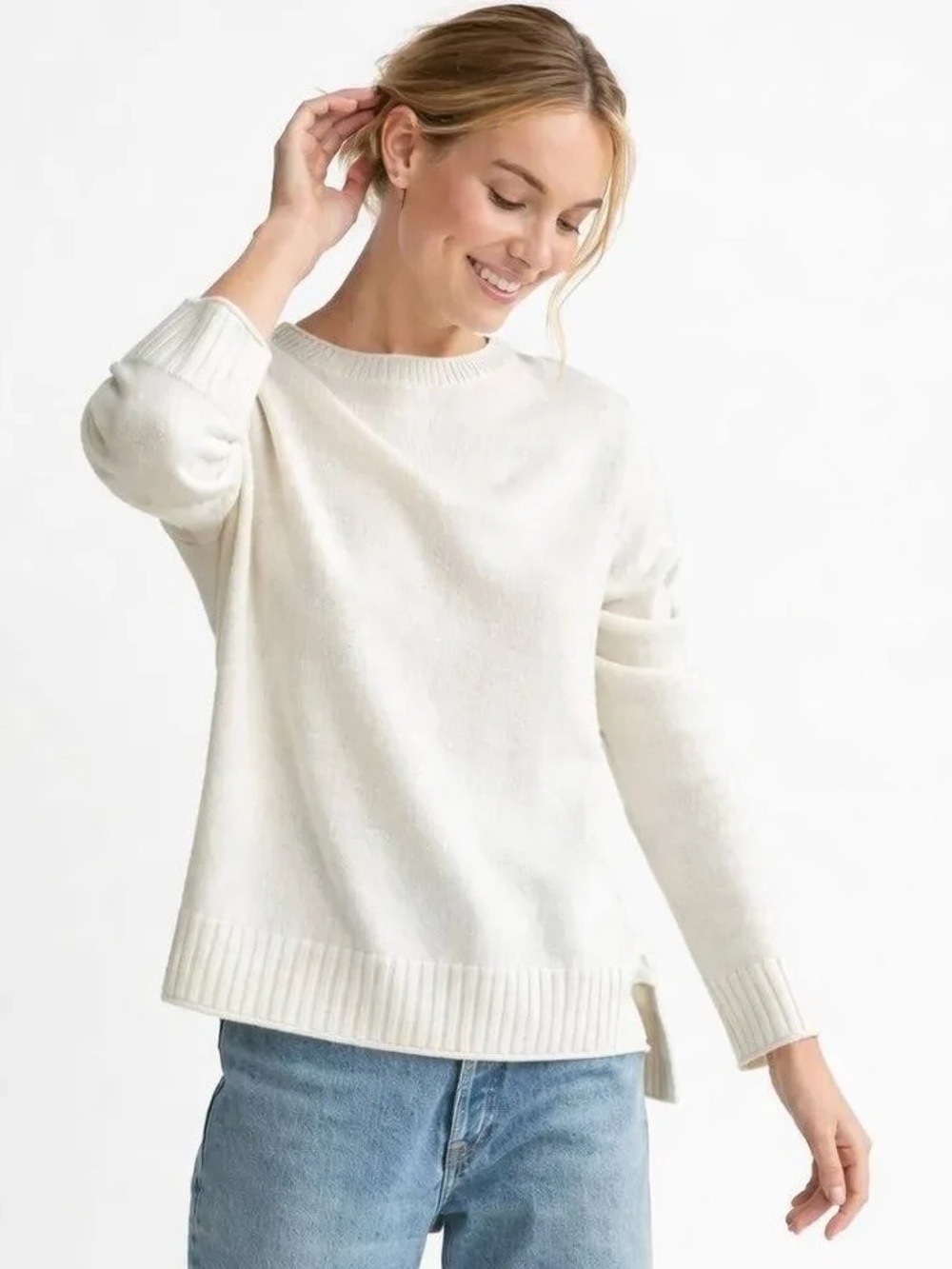 Jenni Kayne Everyday Sweater Natural Oatmeal XS Luxury Minimalist Knit